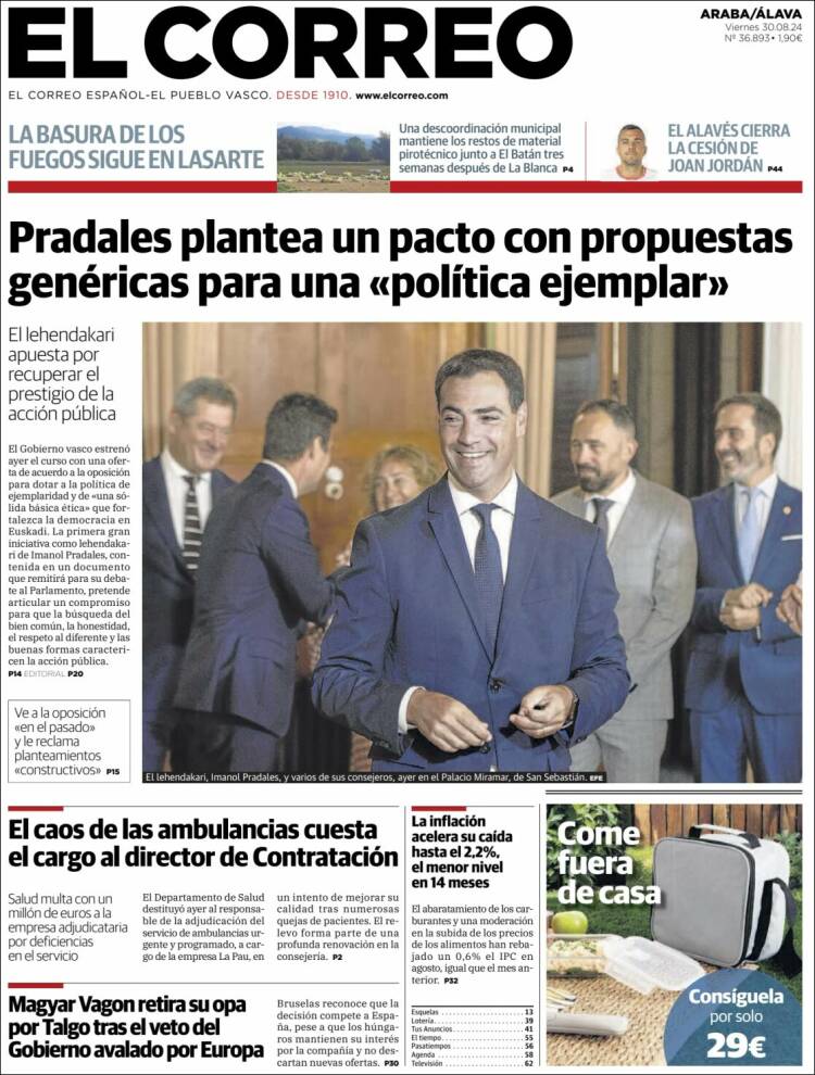 Portada de El Correo - Álava (España)