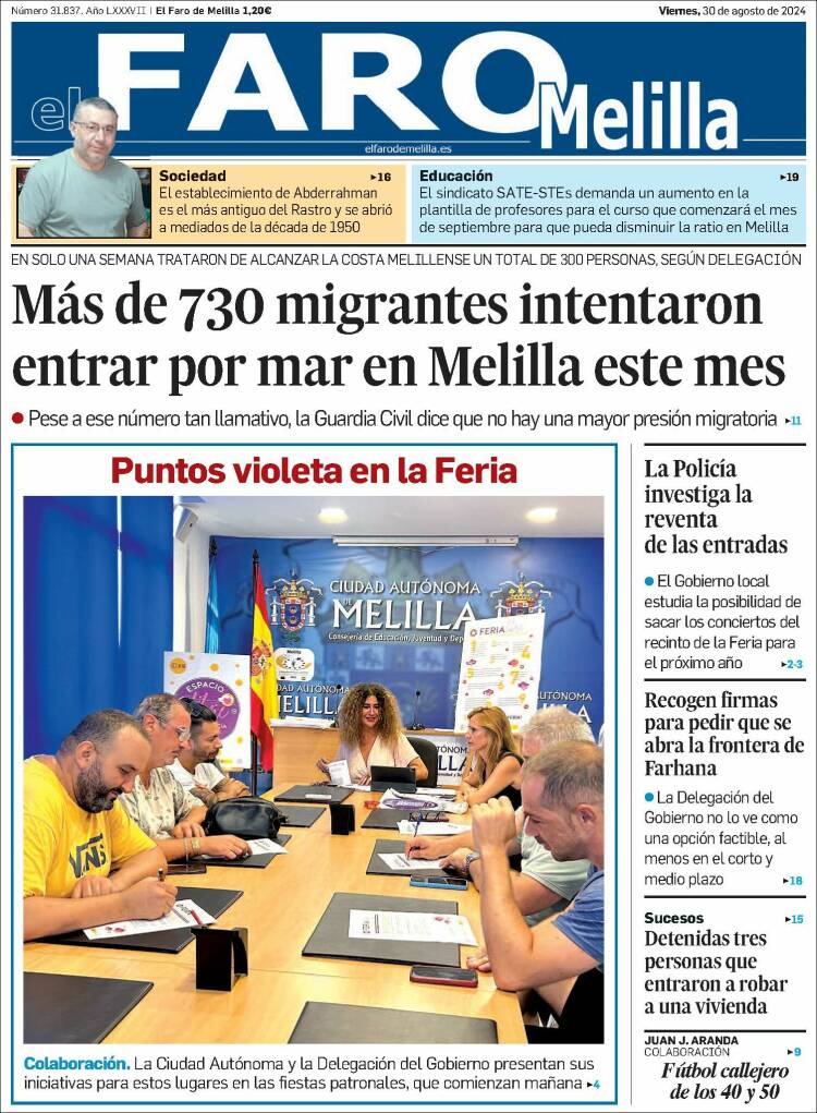 Portada de El Faro de Melilla (España)