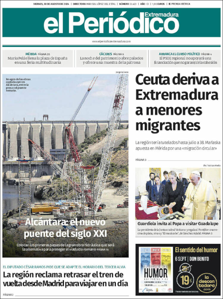 Portada de El Periódico de Extremadura (España)