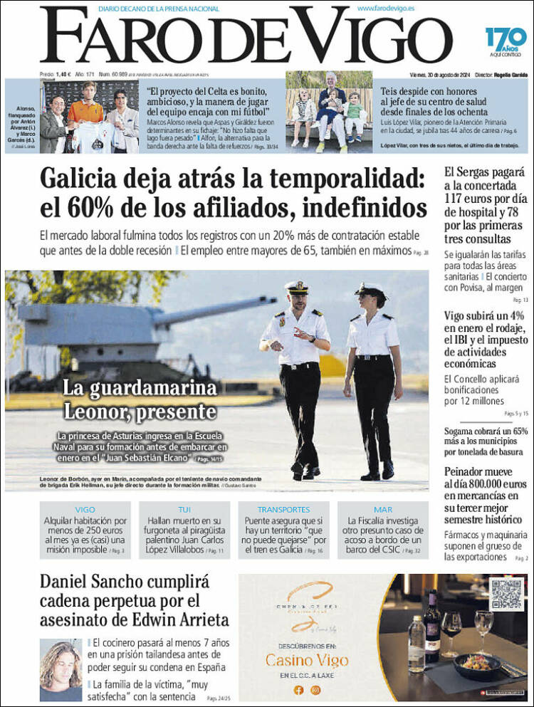Portada de Faro de Vigo (España)