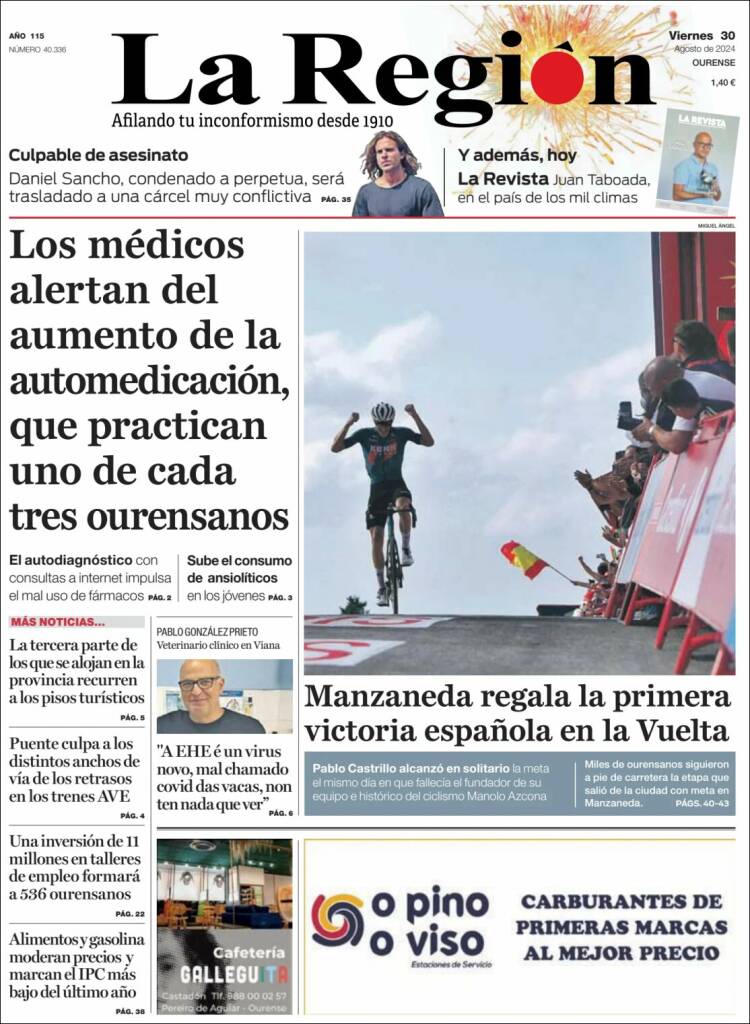 Portada de La Región de Ourense (España)