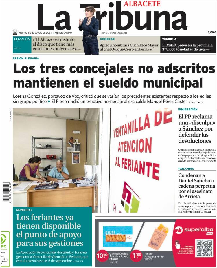 Portada de La Tribuna de Albacete (España)