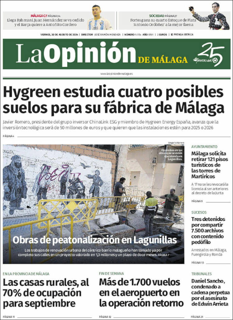 Portada de La Opinión de Málaga (España)