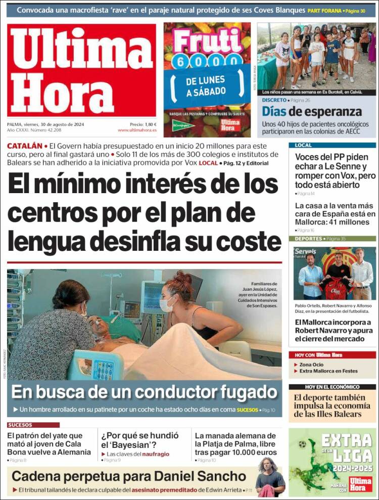 Portada de Última Hora (España)