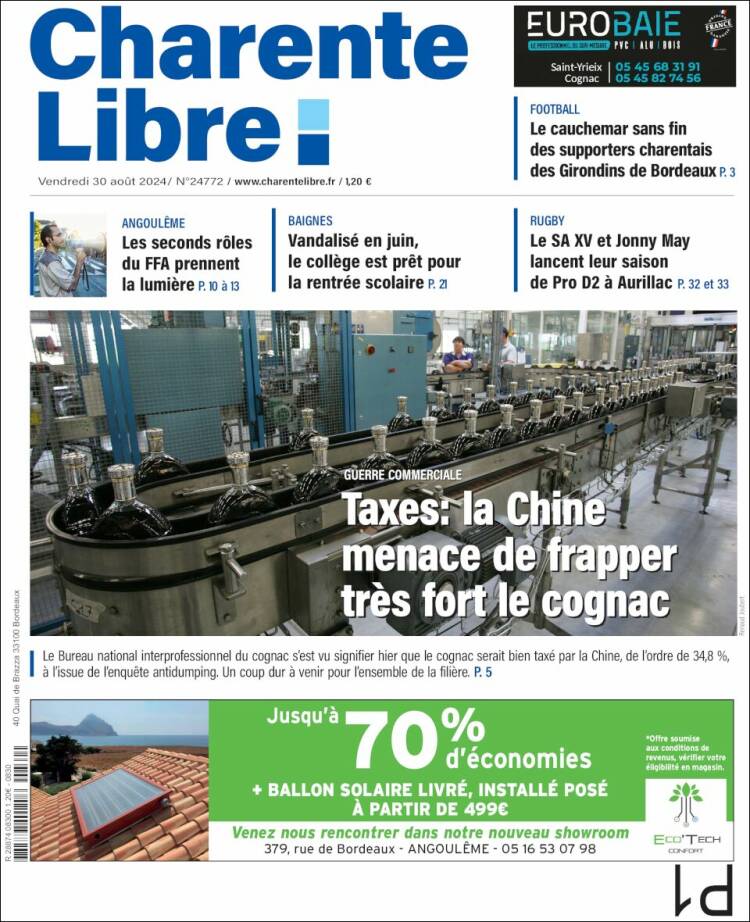Portada de Charente Libre (Francia)