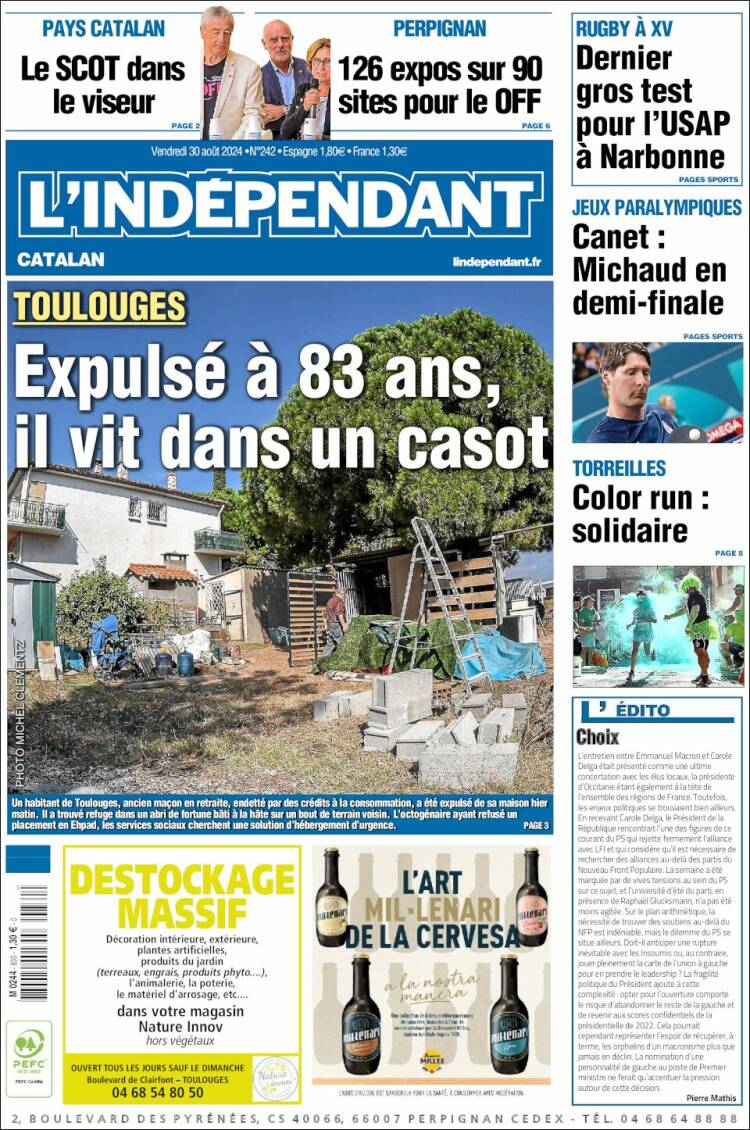 Portada de Le Indépendant (Francia)