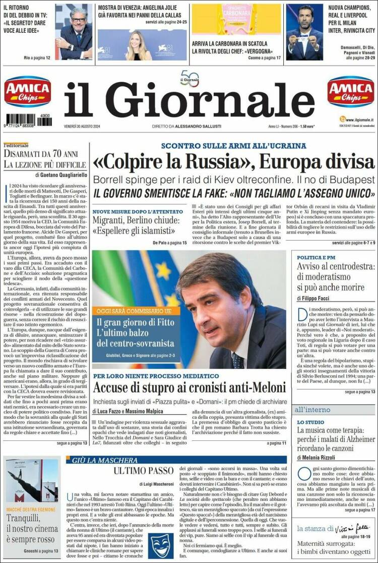 Portada de il Giornale (Italia)