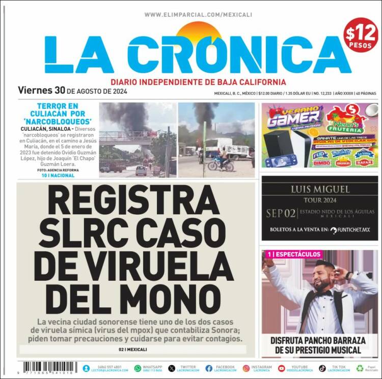 Portada de La Crónica de Baja California (M&eacute;xico)