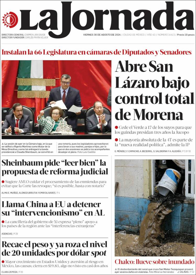 Portada de La Jornada (M&eacute;xico)