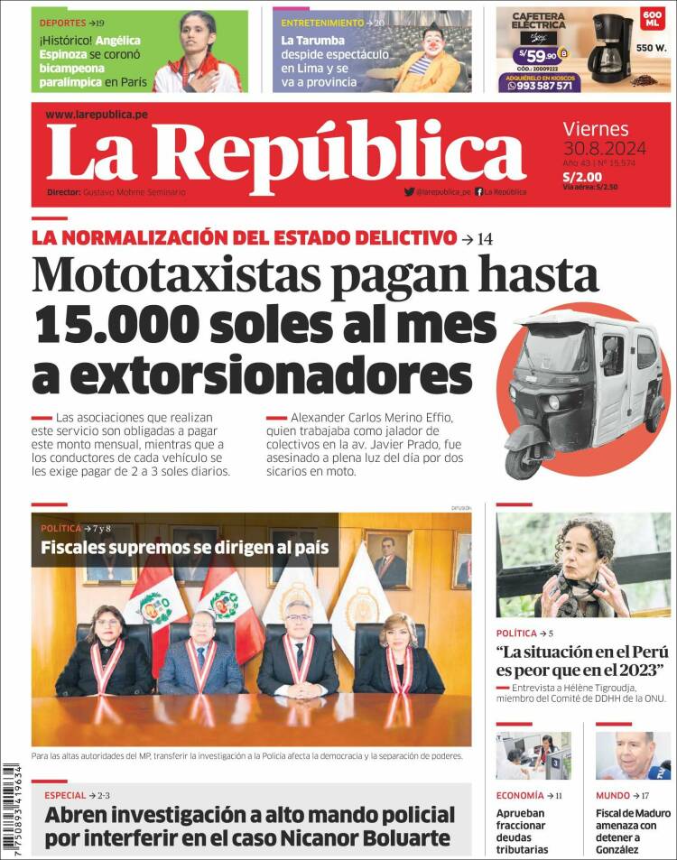 Portada de La Republica (Per&uacute;)