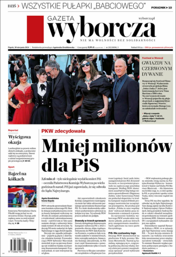 Portada de Gazeta Wyborcza (Polonia)