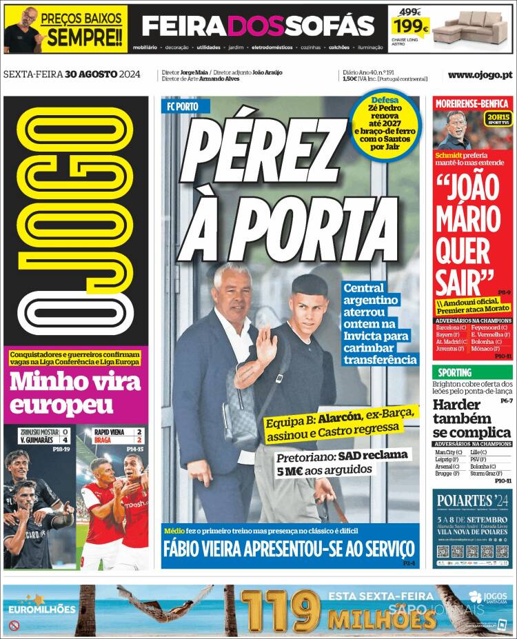 Portada de O Jogo (Portugal)