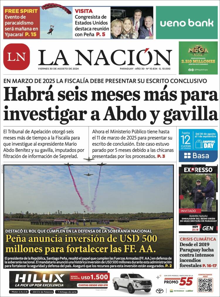 Portada de La Nación (Paraguay)