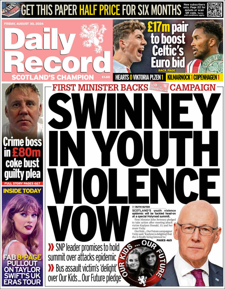 Portada de Daily Record (Reino Unido)