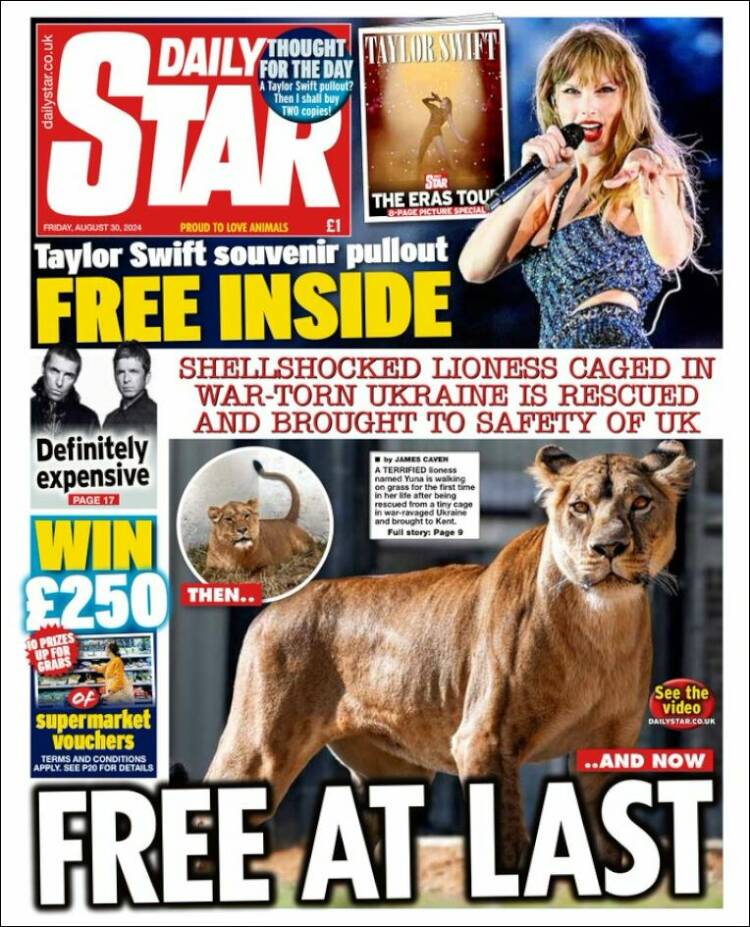 Portada de Daily Star (Reino Unido)