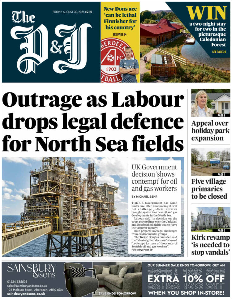 Portada de The Press and Journal (Reino Unido)