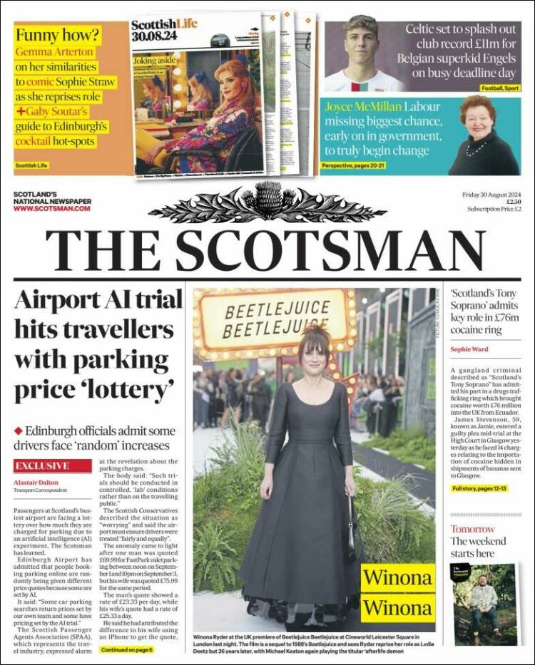 Portada de The Scotsman (Reino Unido)
