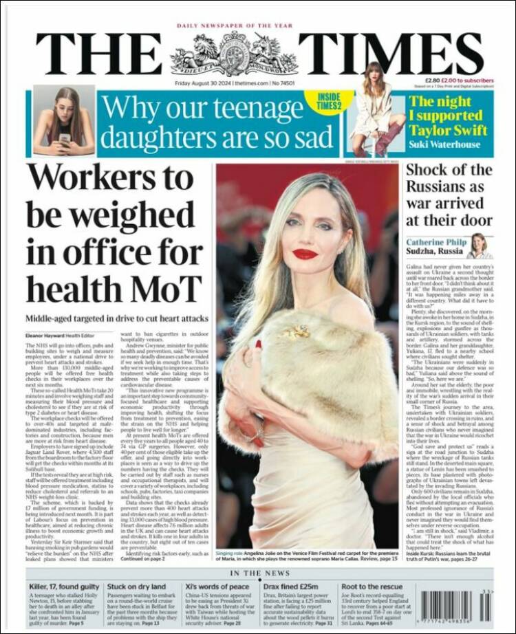 Portada de The Times (Reino Unido)