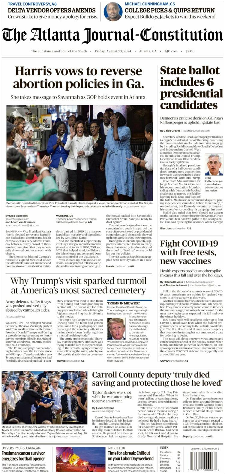 Portada de The Atlanta Journal-Constitution (USA)