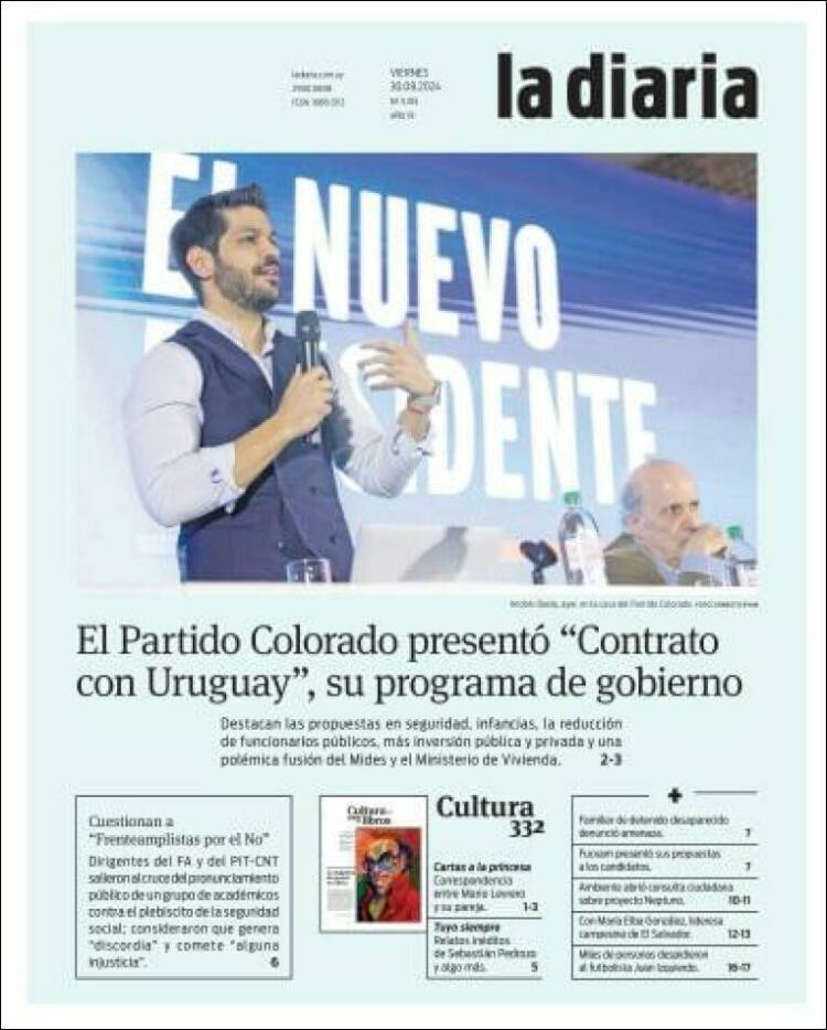 Portada de La Diaria (Uruguay)