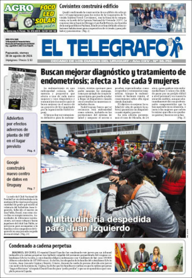 Portada de El Telégrafo (Uruguay)