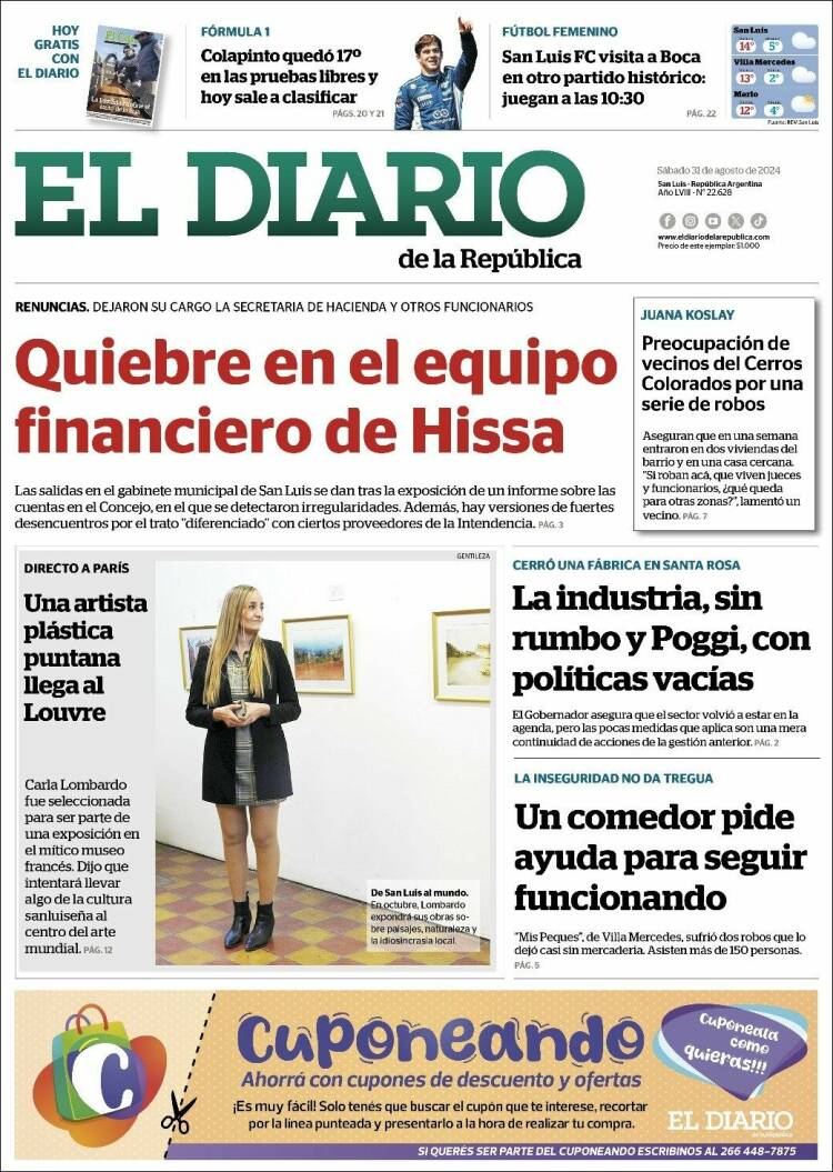 Portada de Diario de la República (Argentina)