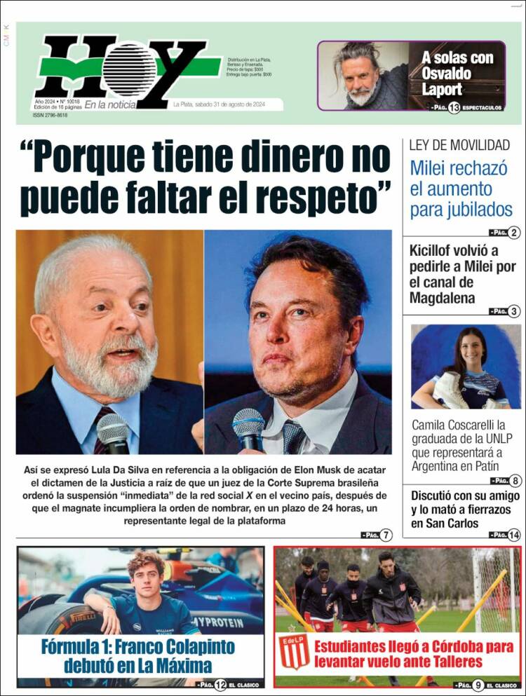 Portada de Diario Hoy (Argentina)