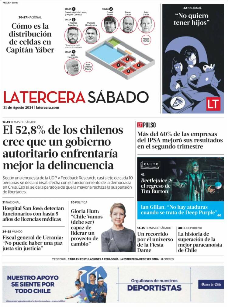 Portada de La Tercera (Chile)