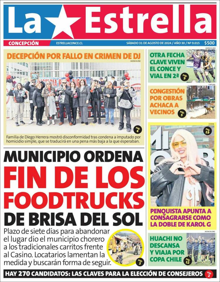 Portada de La Estrella de Concepción (Chile)
