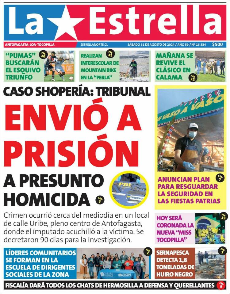 Portada de La Estrella de Tocopilla (Chile)