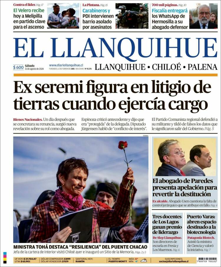 Portada de El Llanquihue (Chile)