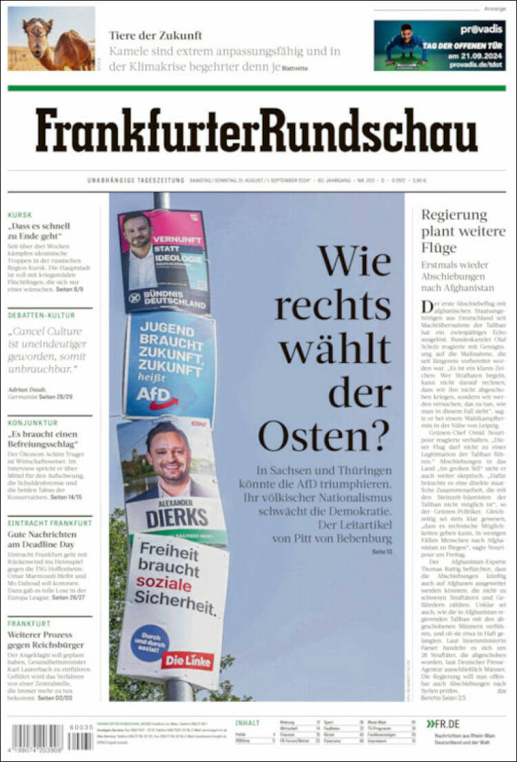Portada de Frankfurter Rundschau (Alemania)