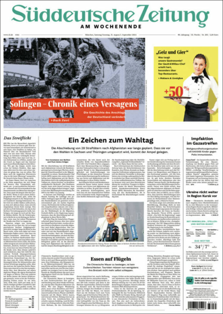 Portada de Sueddeutsche (Alemania)