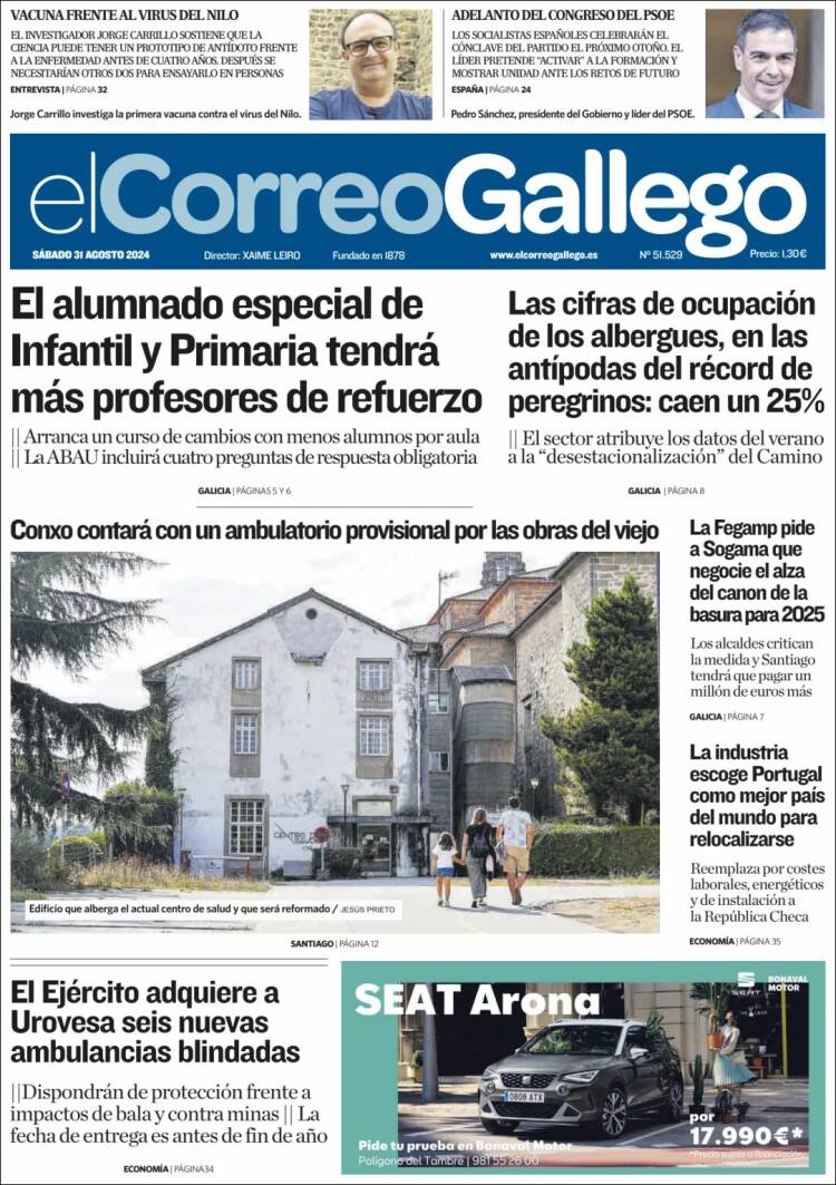 Portada de El Correo Gallego (España)