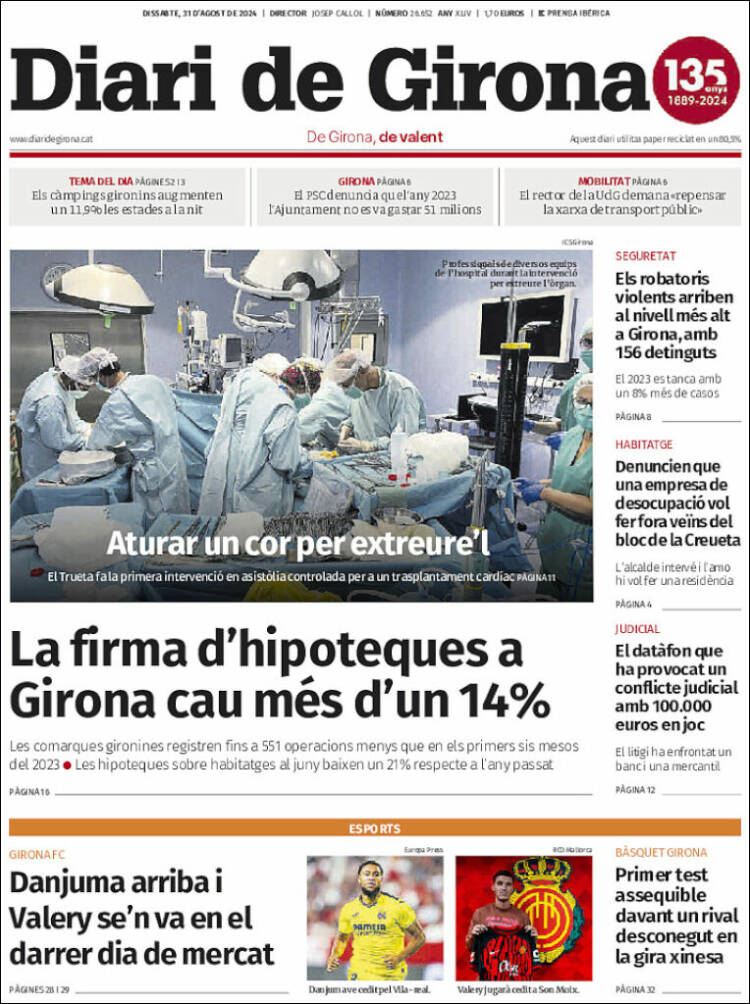Portada de Diari de Girona (España)