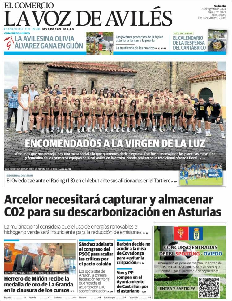 Portada de El Comercio - Avilés (España)