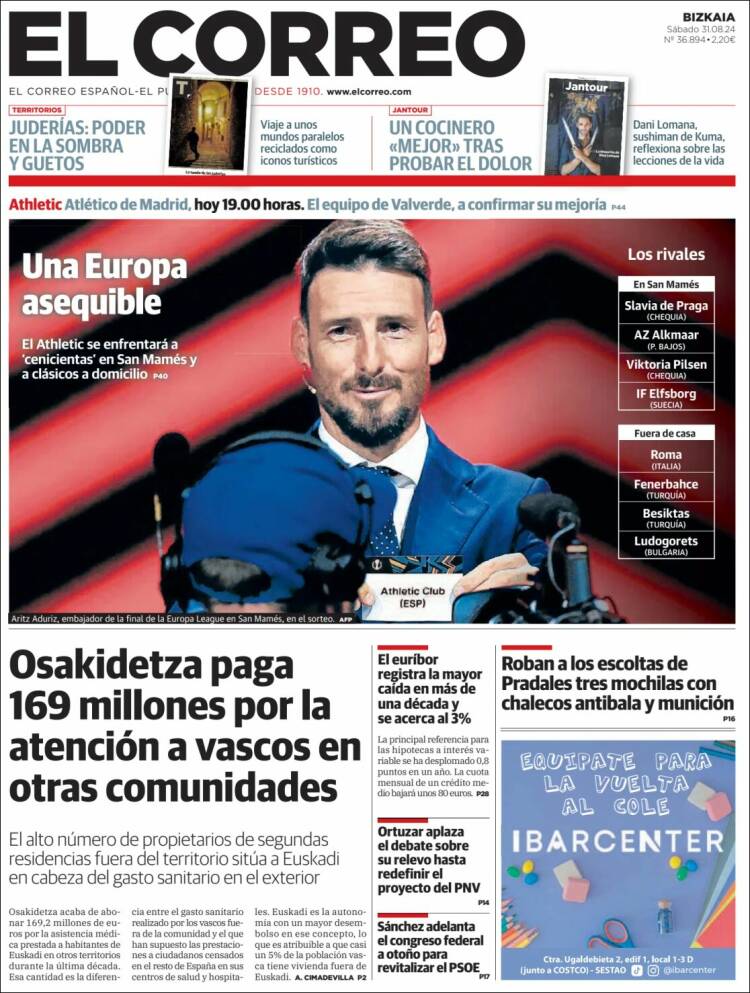 Portada de El Correo (España)