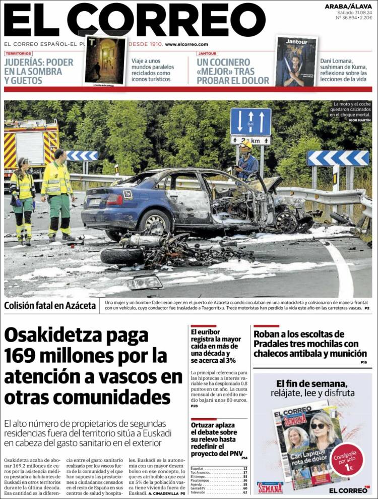 Portada de El Correo - Álava (España)
