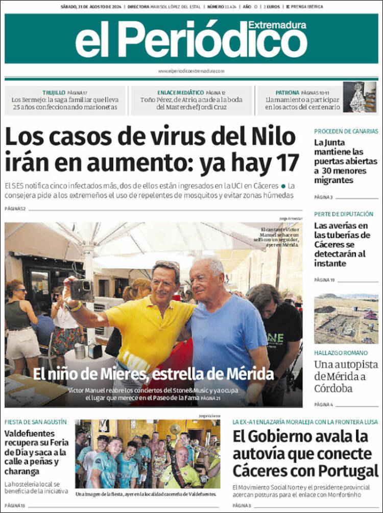 Portada de El Periódico de Extremadura (España)