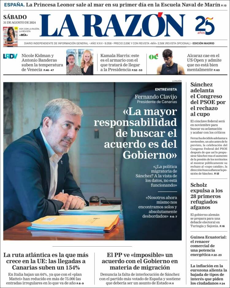 Portada de La Razón (España)