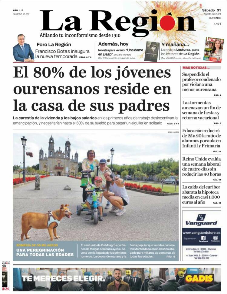 Portada de La Región de Ourense (España)