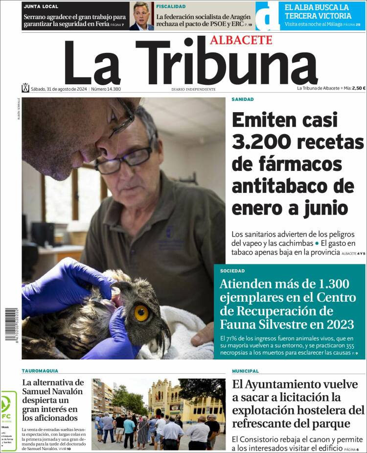 Portada de La Tribuna de Albacete (España)