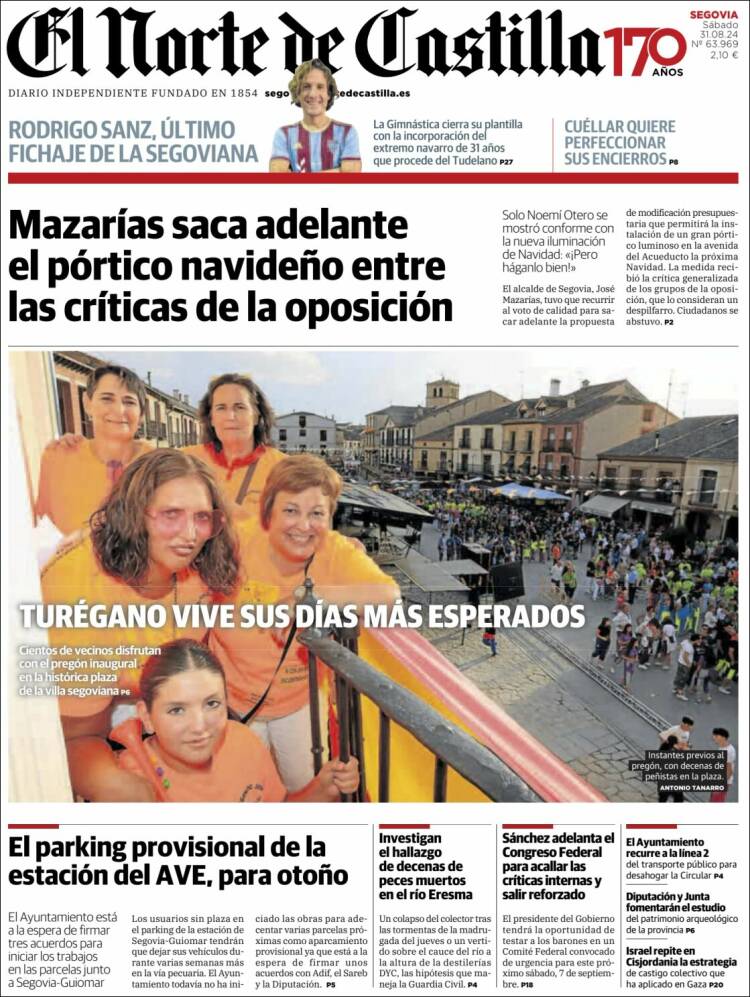Portada de Norte de Castilla - Segovia (España)