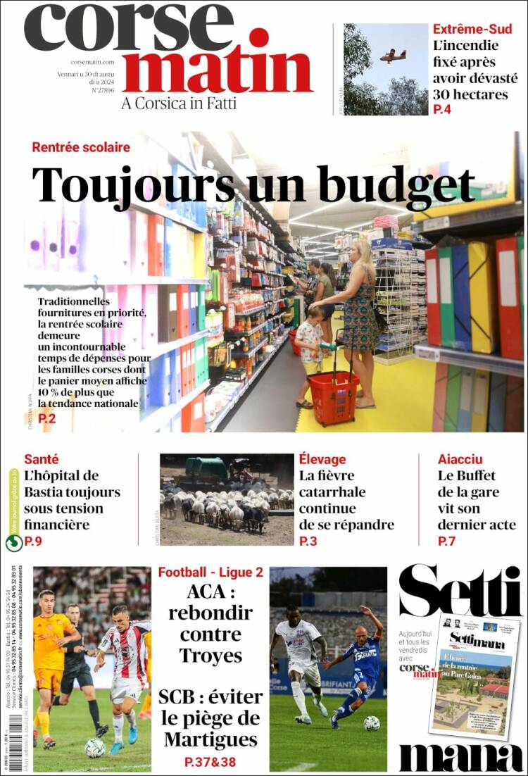 Portada de Corse-Matin (Francia)