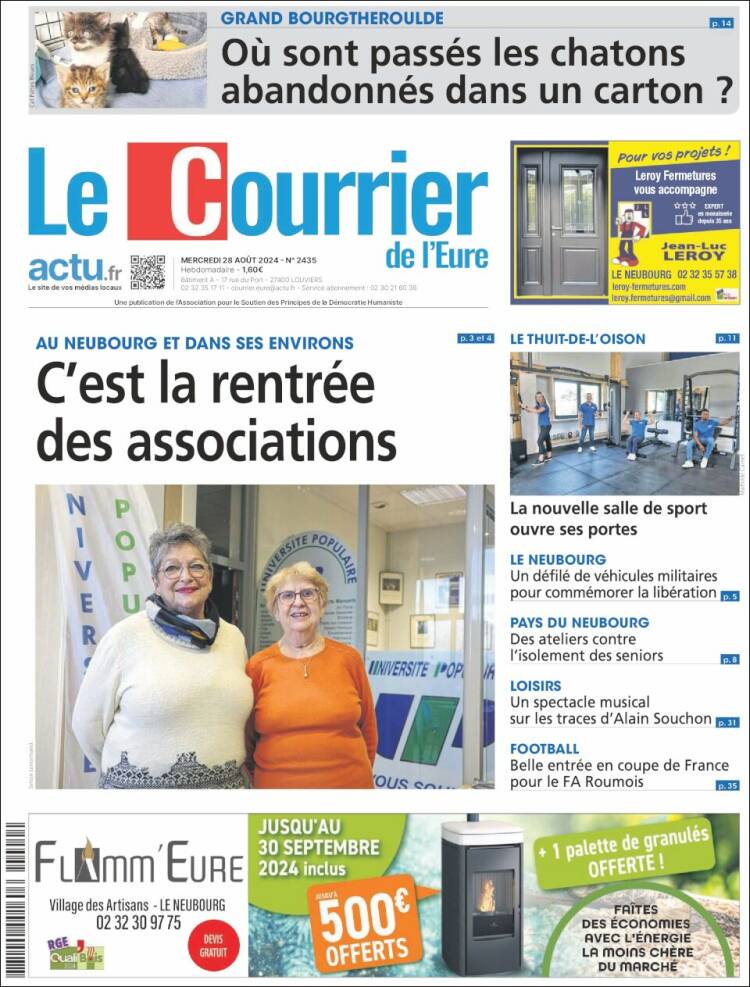 Portada de Le Courrier de l'Ouest (Francia)