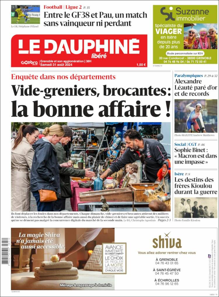 Portada de Le Dauphiné Libéré (Francia)