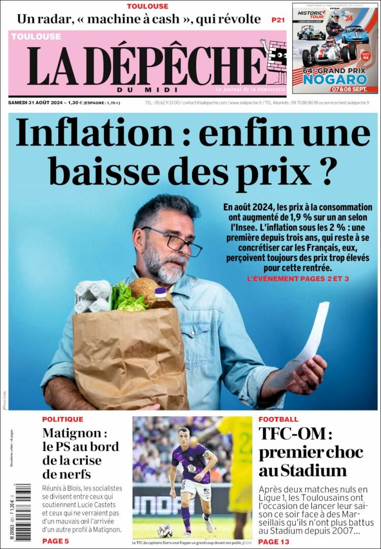 Portada de La Dépêche du Midi (Francia)