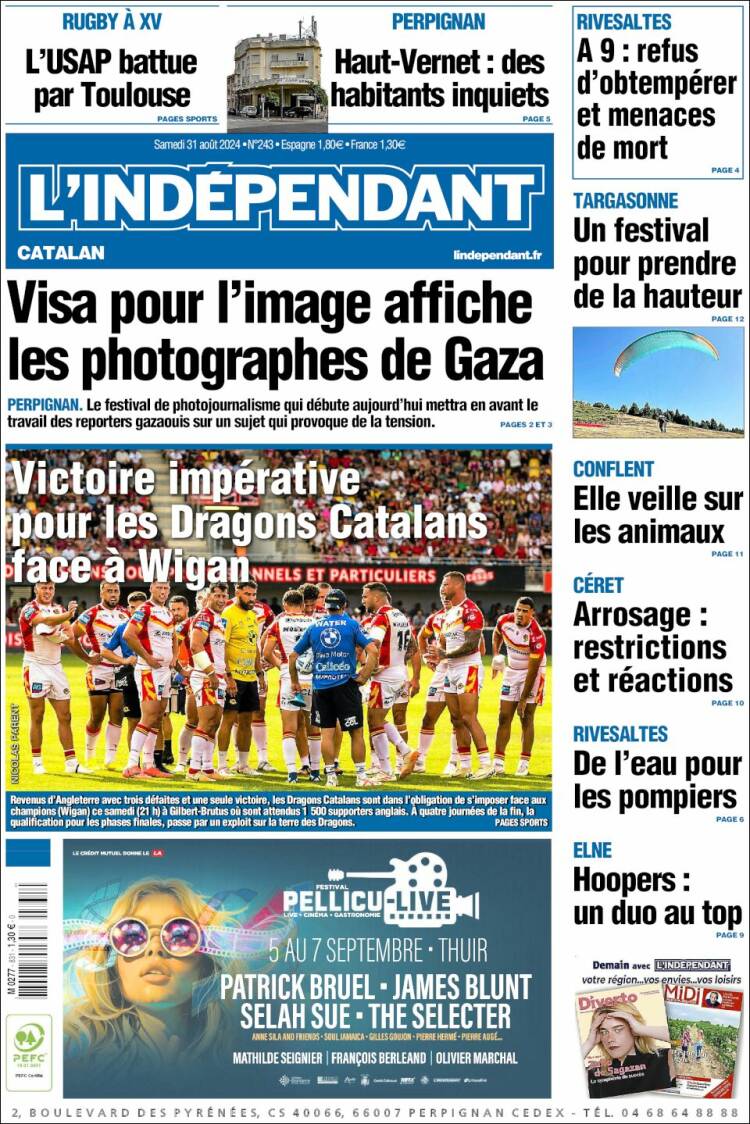 Portada de Le Indépendant (Francia)