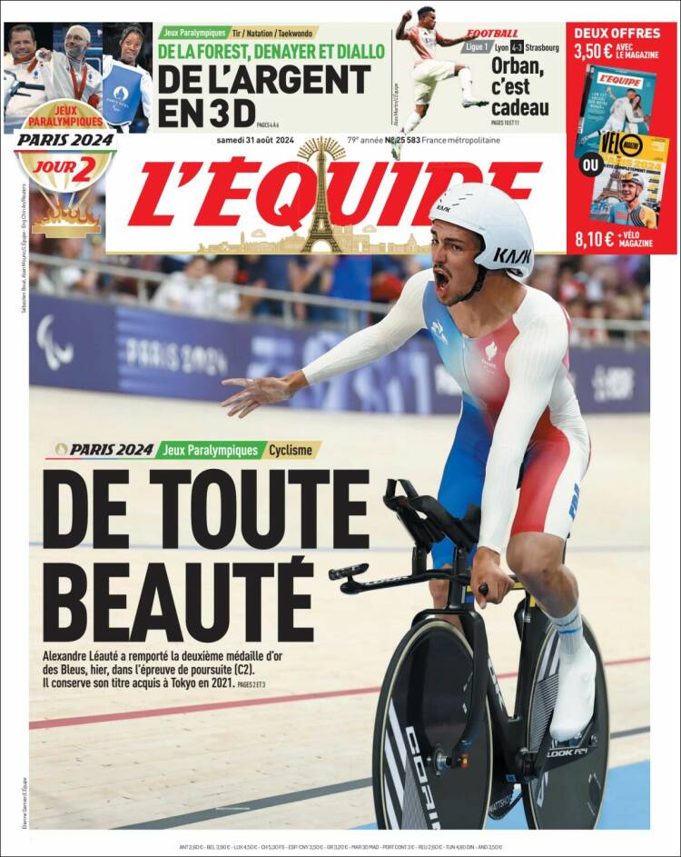 Portada de L'Equipe (Francia)