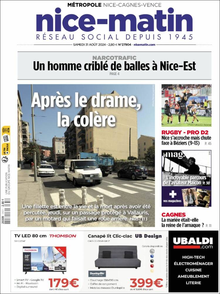 Portada de Nice-Matin (Francia)